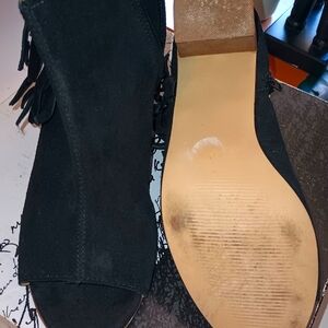 Open toe suede booties